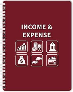 Income and Expense Log Book - Bookkeeping Record Book/Tracker/Small Business Ledger Book & Accounting, 8.5" x 10.5", Undated Record Book& Business Ledger, Durable Polypropylene Cover(Red)