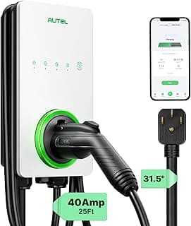 Autel MaxiCharger Level 2 EV Charger up to 40Amp, 240V, Indoor/Outdoor Fast Electric Vehicle Charging Station with Flexible 25-Foot Cable, NEMA 14-50 Plug (White)