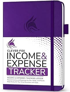 Clever Fox Income & Expense Tracker – Accounting & Bookkeeping Ledger Book for Small Business – 1-Year Record Notebook, A5 (Purple)