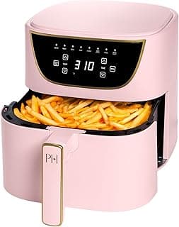 Paris Hilton Air Fryer, Large 6-Quart Capacity, Nonstick Made without PFAS, Touchscreen Display, 8-in-1 (Air Fry, Roast, Broil, Bake, Reheat, Keep Warm, Pizza, Dehydrate), Dishwasher Safe, Pink