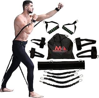 Boxing Resistance Bands for MMA Martial Arts Resistance Training at Home for Punches/Kicks, 150lbs Exercise Bands Full Body Fitness Workout to Enhance Explosive Power/Speed/Agility